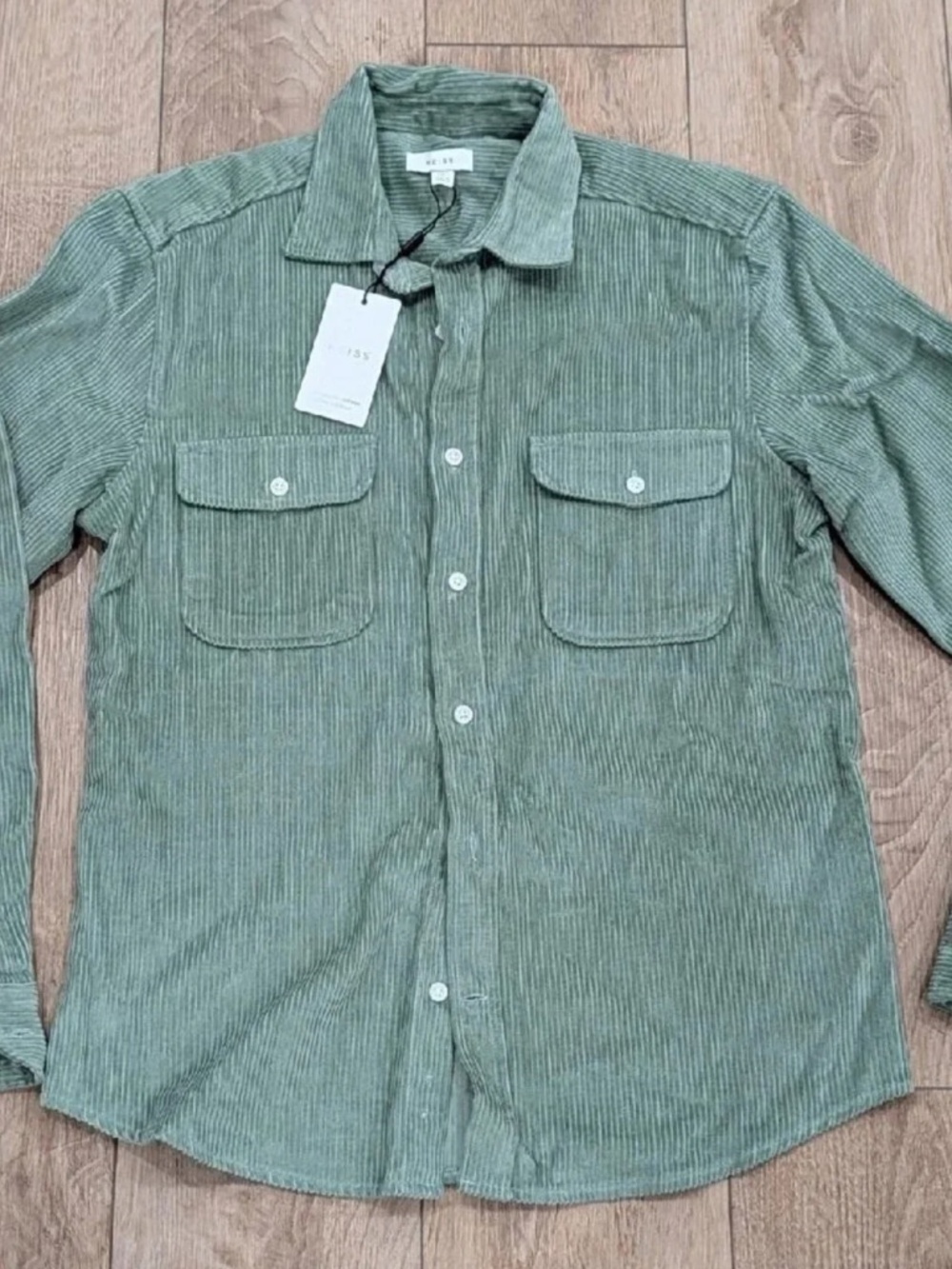 Reiss Mens Corduroy Sage Green Overshirt Medium NWT